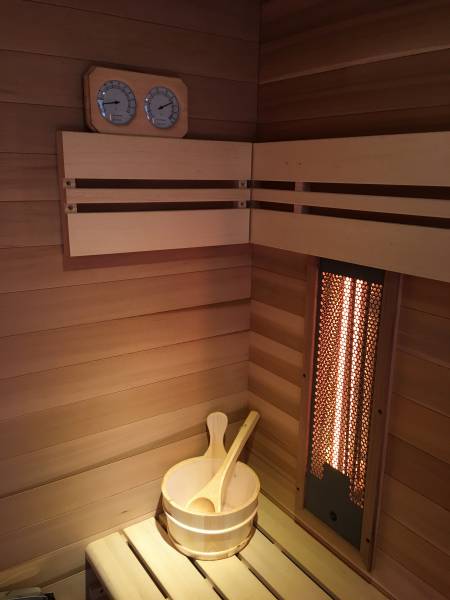 Kit sauna en bois seau+louche thermometre hygrometre
