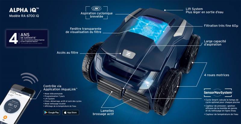 Robot nettoyeur électrique ZODIAC ALPHA IQ PRO dans le Var